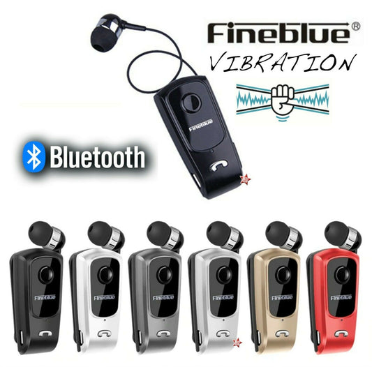 Auricolare cuffia bluetooth retrattile wireless clip con vibrazione per ios e android