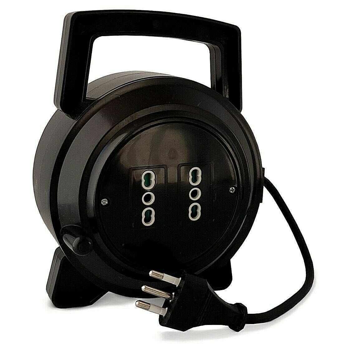 Avvolgicavo elettrico con cavo 8 metri manuale 2 posti prese bipasso
