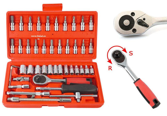 Chiavi bussola bussolotti cricchetto cacciavite esagonali set  46 pz 1/4"