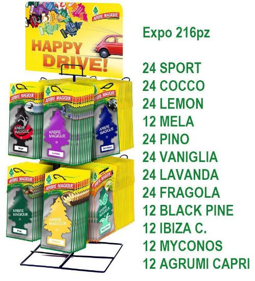 Deodorante auto arbre magique expo 216pz espositore da banco