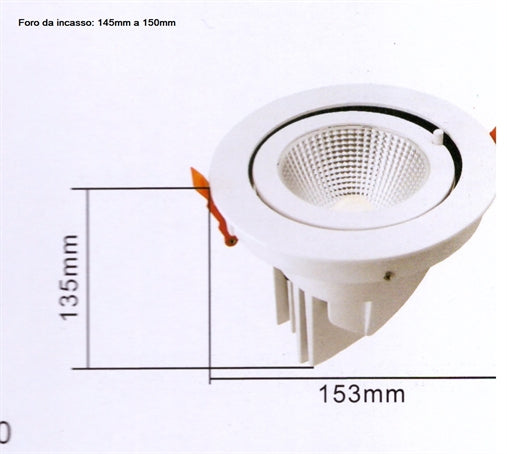 Faro led da incasso cob 30w mini orientabile 360 orizzontale e 90 verticale （f46-30w）