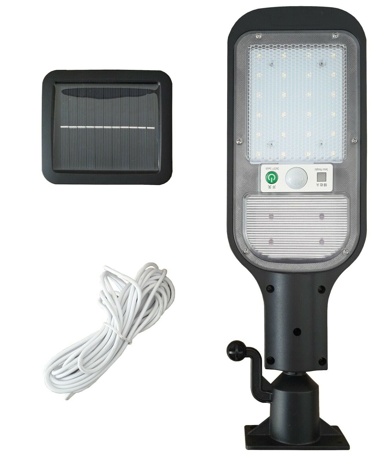 Faro lampione stradale pannello solare sensore di movimento 24 led 120w