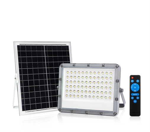 Faro proiettore led ad energia solare ip65 dimmerabile con telecomando e sensore crepuscolare