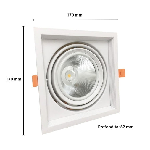 Ghiera portafaretto orientabile 20w 1x20w completa di 1 faretti led