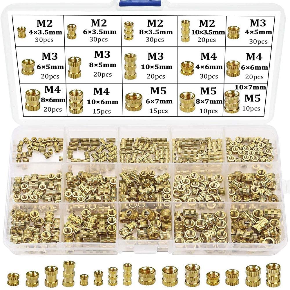 Inserti filettati 330 pezzi dadi esagonali dado zigrinato m2 m3 m4 m5.
