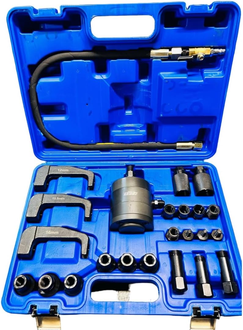Kit estrattore pneumatico per iniettori diesel – con valigia e 3 adattatori | compatibile con bosch, delphi, denso, siemens