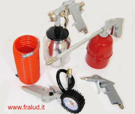 Kit accessori professionali per compressore 5 pz con attacco a baionetta