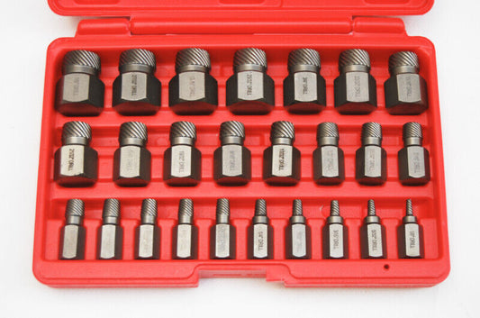 Kit estrattori 25 pz viti perni bulloni spezzati rovinati prigionieri chiave