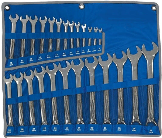 Kit set 25 chiavi forchetta a stella combinate in acciaio fisse poligono inglesi
