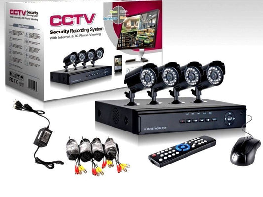 Kit videosorveglianza da 4 o 8 canali telecamera infrarossi dvr + alimentatri e cavi
