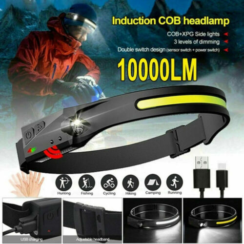Lampada frontale da testa torcia led ricaricabile usb