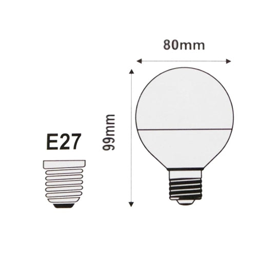 Lampadina a led globo e27 8w attacco grande grosso 220v globo led