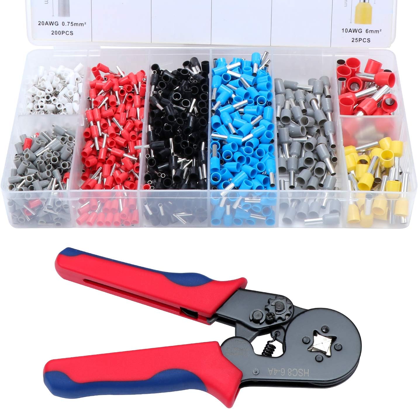 Pinza crimpatrice per terminali awg23-7 0.25-10 mm + 500 pz terminali