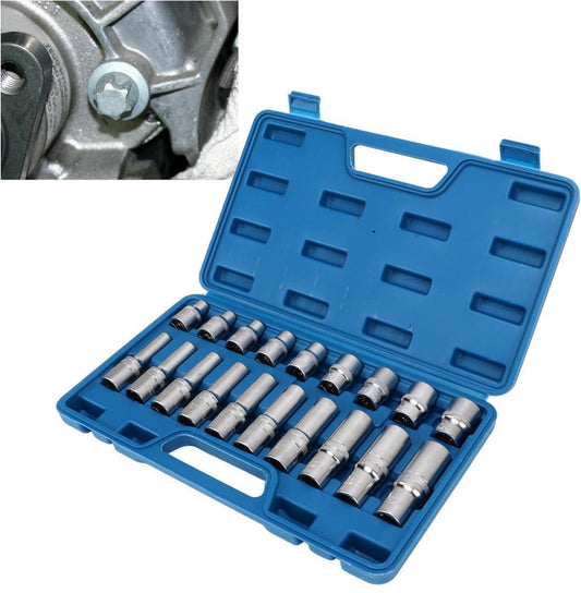 Set 19 bussole torx femmina 1/2" da e8 a e24 – corte e lunghe – per avvitatori a percussione
