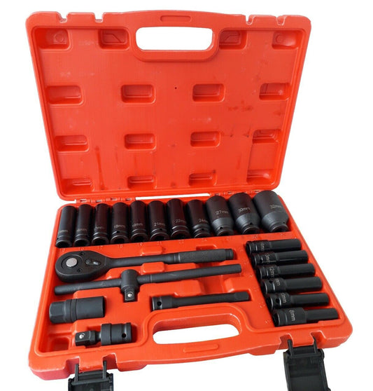 Set 22 bussole boccole 1/2" esagonali da 8 a 32 con cricchetto reversibile