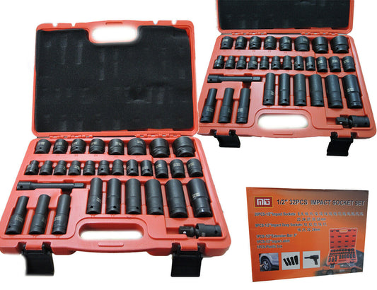 Set 32pz bussole kit bussole 1/2" a impatto inserti misti estensione