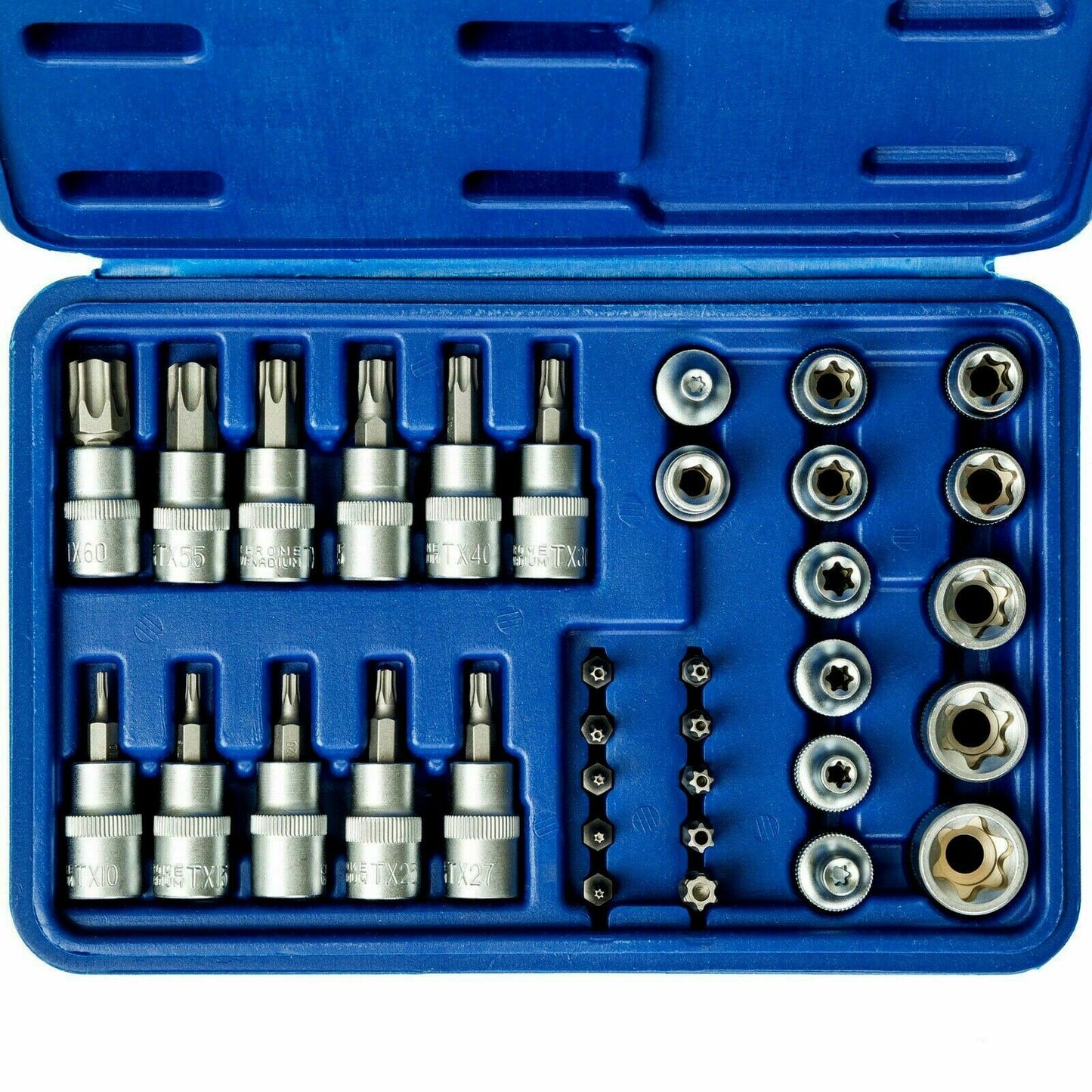Set 34pz chiavi a bussola cassetta impronta torx interna esterna punta