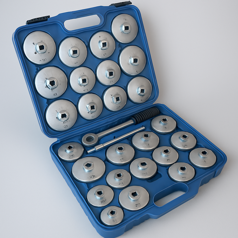 Set chiavi a tazza per filtro olio – 23 pezzi con chiave a cricchetto