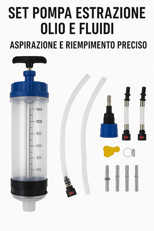 Set pompa estrazione olio e fluidi – aspirazione e riempimento preciso da 1,5 litri