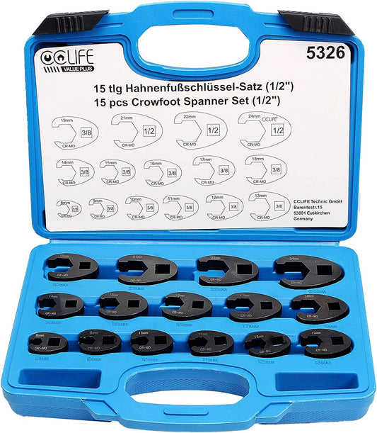 Set di chiave a zampa di gallo 3/8 pollici chiavi aperta per raccordi e tubazioni 10-22mm