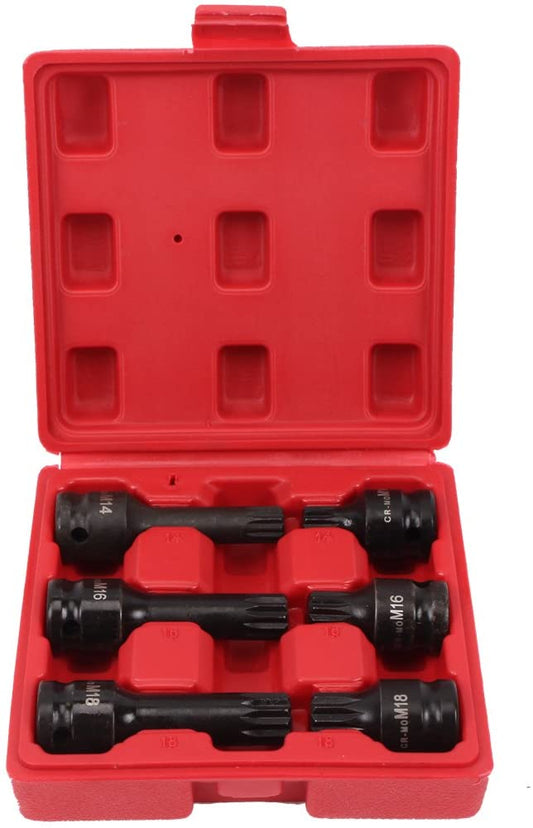 Set di chiavi a bussola e punta m14 m16 m18 in cr-mo attacco quadro da 1/2" (12,5mm)