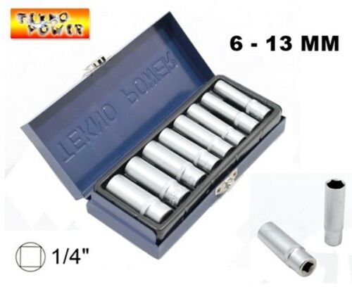 Set di chiavi bussola lunghe da 1/4 chrome vanadiu, 5 - 13 mm 8 pezzi candelette