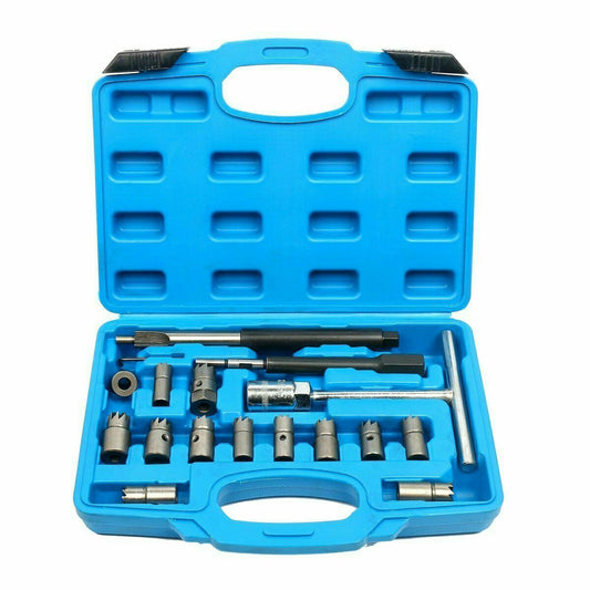 Set kit alesatori per pulizia iniettori auto motore diesel 17 pz