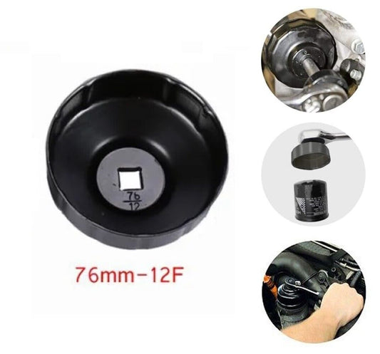 Tappo chiave a  tazza per rimozione filtro olio 12p 76mm attacco 3/8