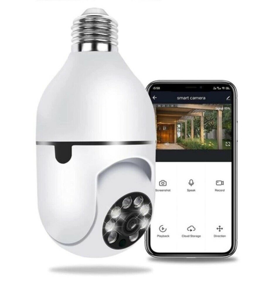 Telecamera ip lampadina da interno 360° wifi e27 ptz videosorveglianza