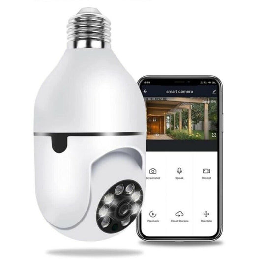Telecamera ip lampadina da interno 360° wifi e27 ptz videosorveglianza