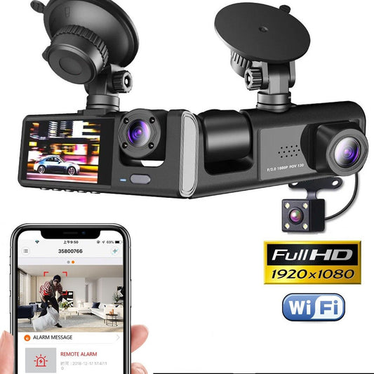 Telecamera per auto daschcam wifi dvr video con visione notturna con 3 telecamere