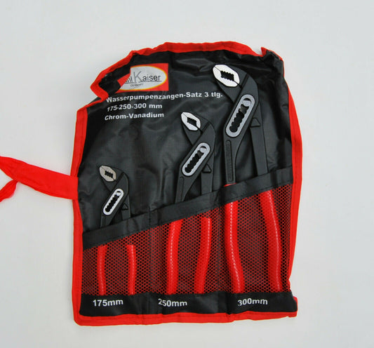 Tris pinze poligrip pappagallo 3 pezzi 175 250 300 mm con astuccio
