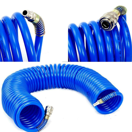 Tubo aria compressa spirale 12x8mm 15 o 20 metri flessibile per compressore raccordo
