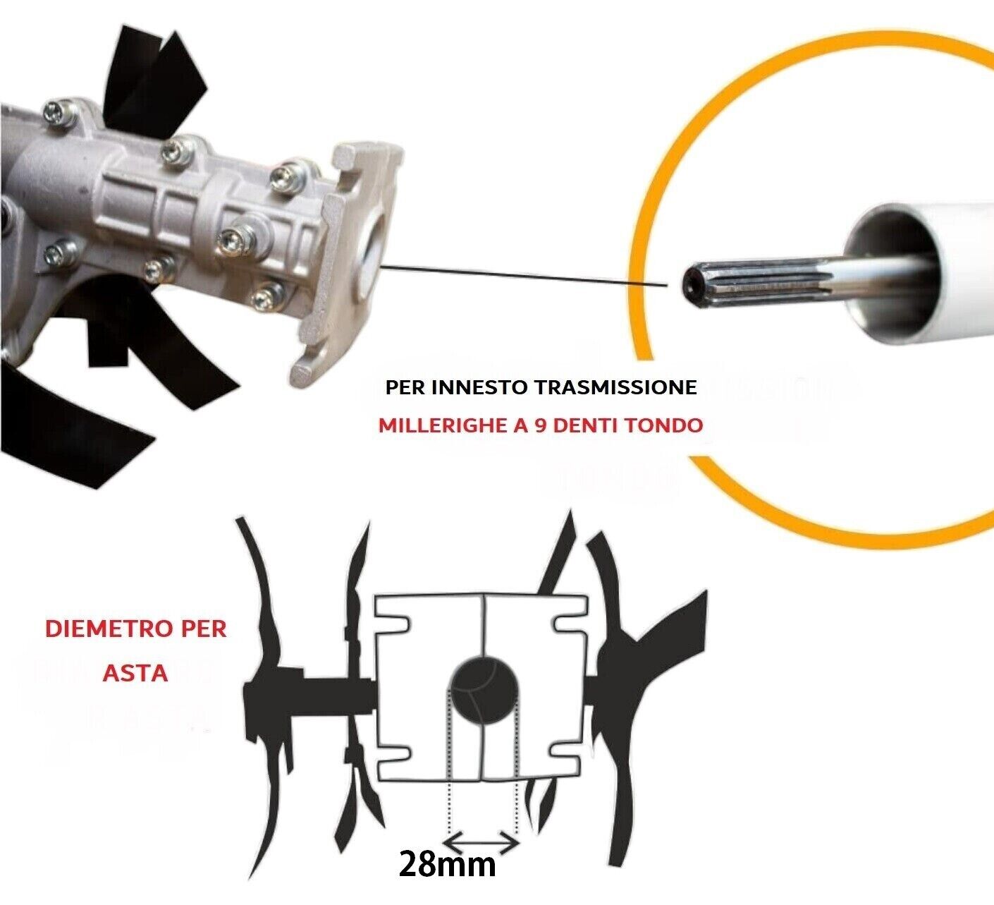 Gruppo Zappette per Decespugliatore Motozappa Fresa Zappe con 9 Denti Universale